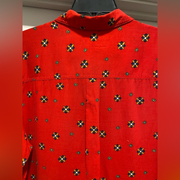 VTG Josephine Red Patterned Button-Up Long-Sleeve Shirt With Pockets - Size Med - Picture 8 of 10
